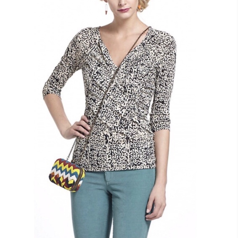 Anthropologie {Meadow Rue} Faux Wrap Print Top